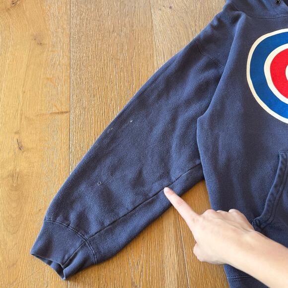 Vintage 2004 Chicago Cubs Navy Hoodie MLB Baseball Sweatshirt Size M - Picture 7 of 7